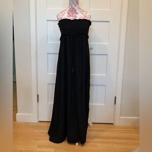 EUC Elegant Black Strapless Maxi Dress with Side Slits